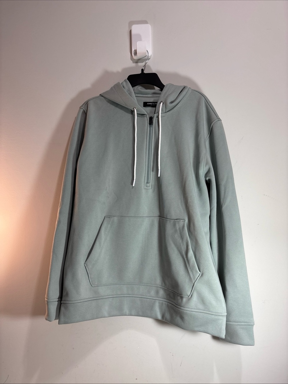Kenneth Cole Men's Sage Green Half-Zip Hoodie Shirt lined. 1250